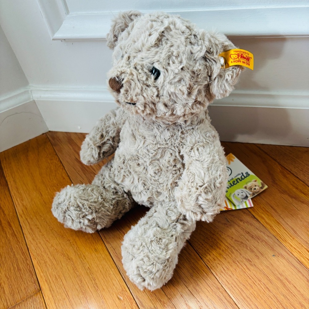 NWT Steiff Soft Cuddly Friends Gray Honey Teddy Bear 113420 Stuffed 9" Plush Toy